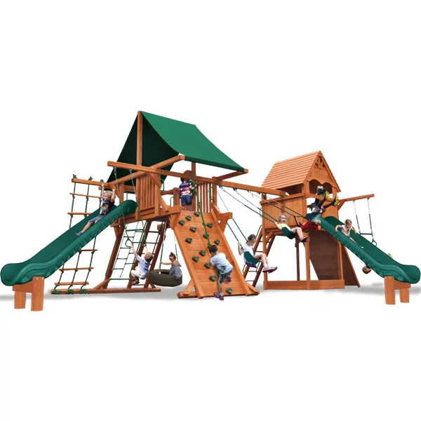 Turbo Deluxe Dual Swing-O-Saurus - Solid Green w/Yellow Slides