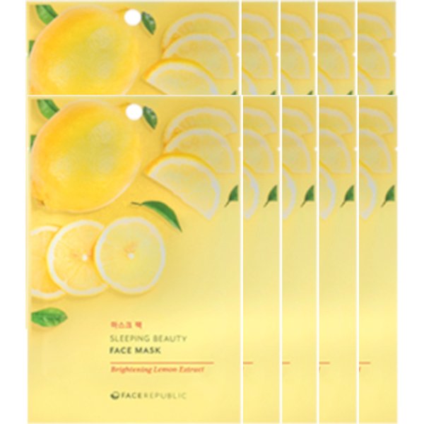 face republic Sleeping Beauty Face Mask - 23ml - Brightening Lemon Extract (10ea) Set