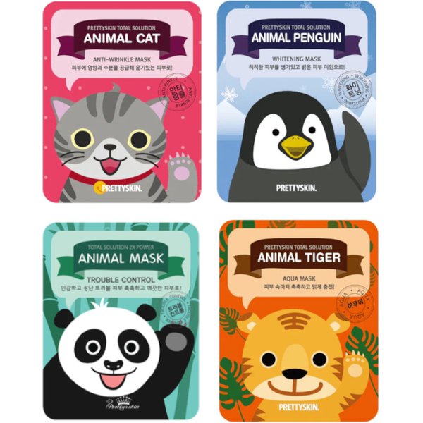 PRETTYSKIN - Total Solution Animal Mask Trial Set (4pcs)