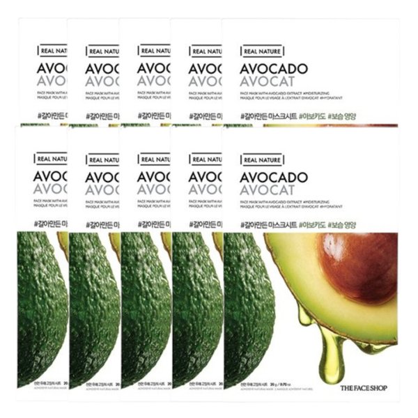 THE FACE SHOP - Real Nature Face Mask - Avocado - 1pc (10ea) Set