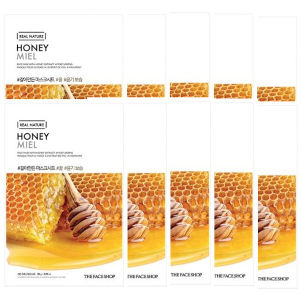 THE FACE SHOP - Real Nature Face Mask - Honey - 1pc (10ea) Set