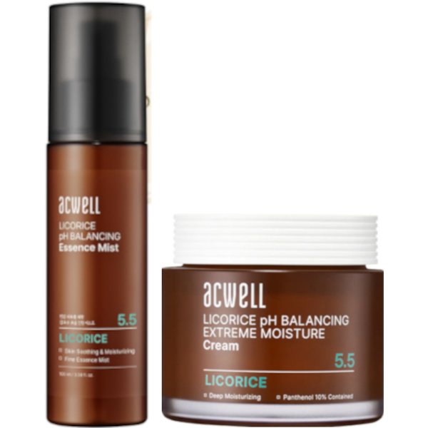 ACWELL - Licorice pH Balancing Essence Mist - 100ml + Extreme Moisture Cream - 55ml Set