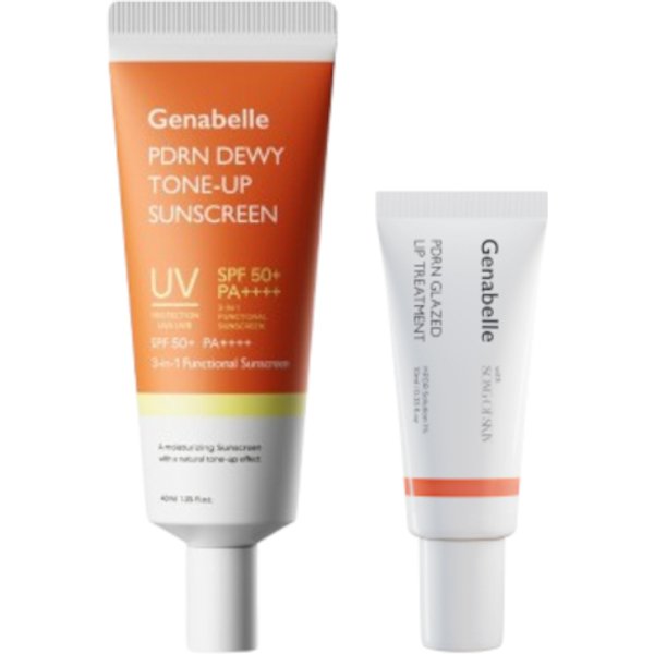 Genabelle - PDRN Dewy Tone-up Sunscreen SPF50+ PA++++ - 40ml (1ea) & Glazed Lip Treatment - 10ml (1ea) Set