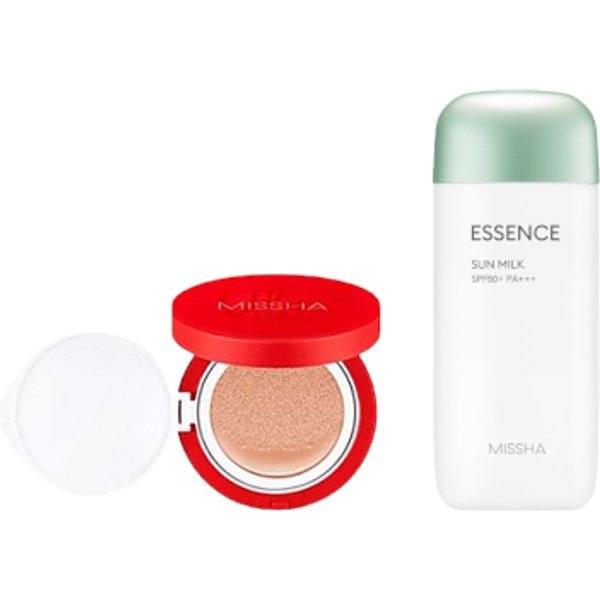 MISSHA - All Around Safe Block Essence Sun Milk EX - 70ml (SPF50+ PA+++) X MISSHA - Velvet Finish Cushion SPF50+ PA+++ - 15g - 21