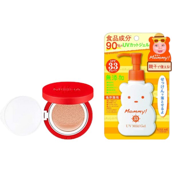ISEHAN - Kiss Me Mommy UV Mild Gel SPF33 PA+++ - 100ml X MISSHA - Velvet Finish Cushion SPF50+ PA+++ - 15g - 23