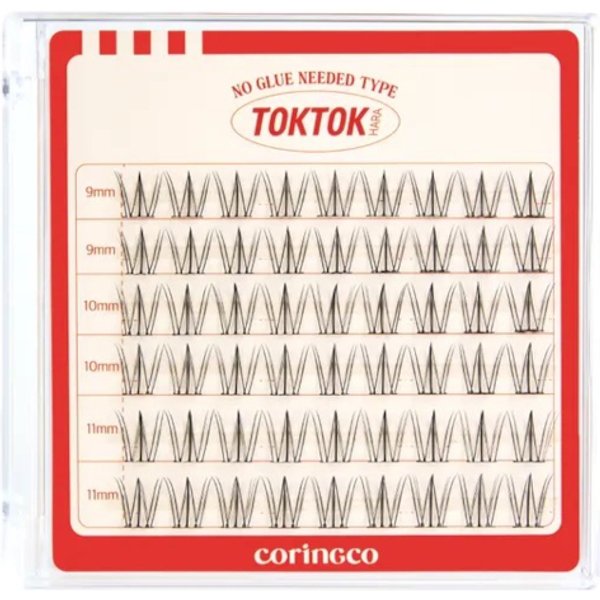 CORINGCO - Toktokhara No Glue Eyelash - 9mm,10mm,11mm/ 54pezzi - Cherry Coke