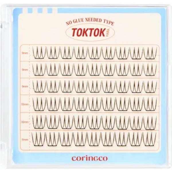 CORINGCO - Toktokhara No Glue Eyelash - 9mm,10mm,11mm/ 54pezzi - Pure