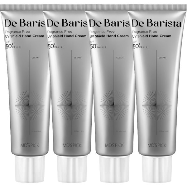 MD's Pick - De Barista Fragrance-Free Sun Shield Hand Cream SPF50+/Pa++++ - 50g (4ea) Set