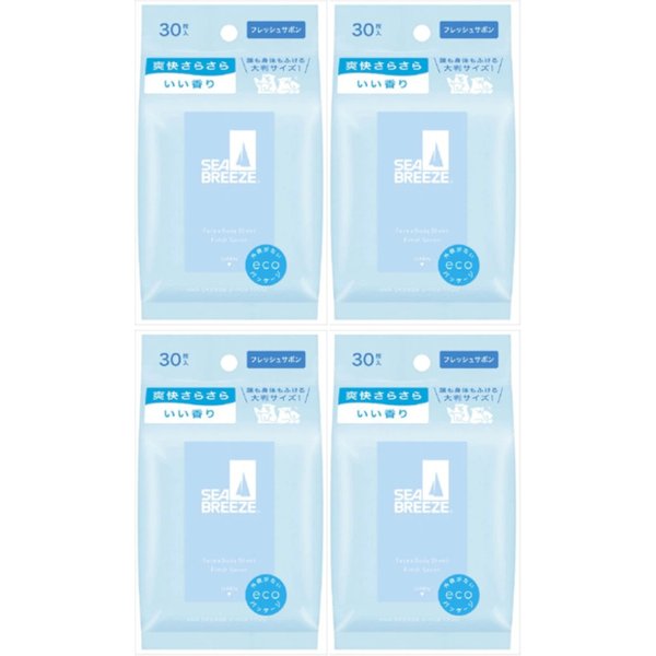 Shiseido - Sea Breeze Face & Body Ice Sheet - 30 sheets - Fresh Savon (4ea) Set