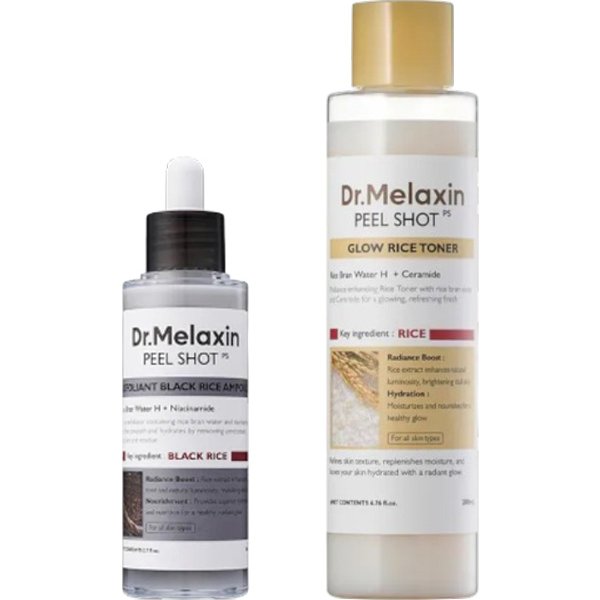 Dr. Melaxin - Peel Shot Exfoliating Black Rice Ampoule - 80ml (1ea) & Peel Shot Glow Rice Toner - 200ml (1ea) Set