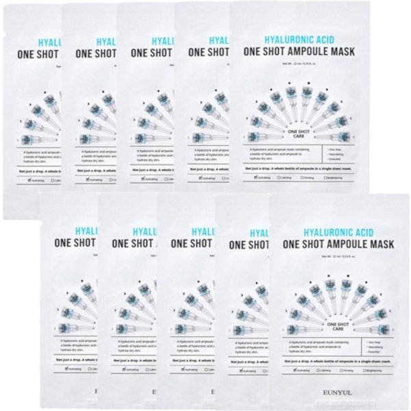 EUNYUL - One Shot Ampoule Mask - Hyaluronic Acid - 10pcs set