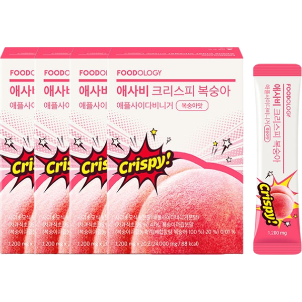 FOODOLOGY - Apple Cider Vinegar Crispy - 2000mg x 20 sticks - Peach (4ea) Set