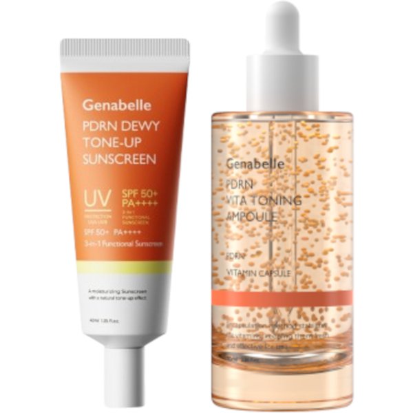 Genabelle - PDRN Dewy Tone-up Sunscreen SPF50+ PA++++ - 40ml (1ea) & VITA Toning Ampoule JUMBO - 70ml (1ea) Set