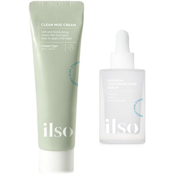 ILSO - Clean Mud Cream - 100g + Moringa Tightening Pore Serum - 30ml Set