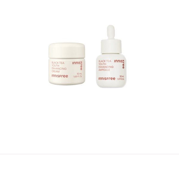 innisfree - Black Tea Youth Enhancing Ampoule - 30ml (1ea) X Black Tea Youth Enhancing Cream - 50ml (1ea)