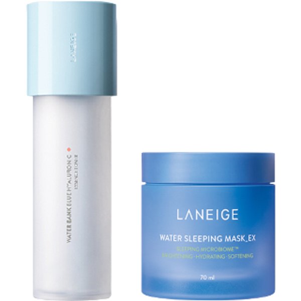 LANEIGE - Water Bank Blue Hyaluronic Essence Toner For Normal To Dry Skin - 160ml (1ea) + Water Sleeping Mask - 70ml (1ea) Set