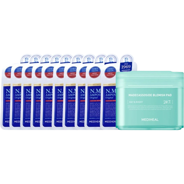Mediheal - The N.M.F Ampoule Mask (10pcs) x Madecassoside Blemish Pad - 100ea (1ea) Set