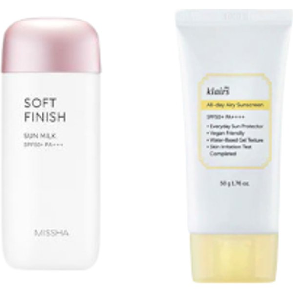 MISSHA All-Around Safe Block Soft Finish Sun Milk SPF50+ PA+++ - 70ml X Dear; Klairs - All-day Airy Sunscreen SPF50+ PA++++ - 50g