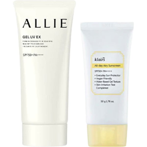 Dear; Klairs - All-day Airy Sunscreen SPF50+ PA++++ - 50g X Kanebo - Allie Gel UV EX SPF50+ PA++++ - 90g (New Version of ALLIE