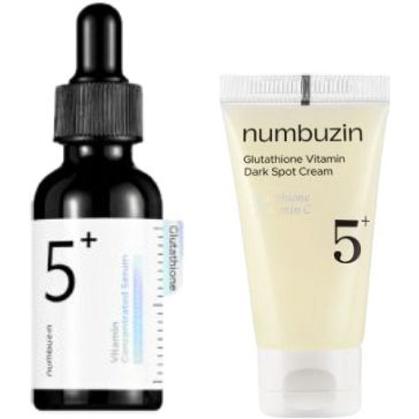numbuzin - No.5+ Glutathione Vitamin Concentrated Serum - 30ml (1ea) & Dark Spot Cream - 15ml (1ea) Set