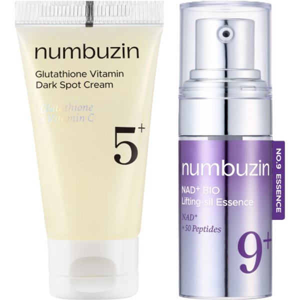 numbuzin - No.5+ Glutathione Vitamin Dark Spot Cream - 15ml & No.9 NAD+ BIO Lifting-sil Essence - 10ml (1ea) Set