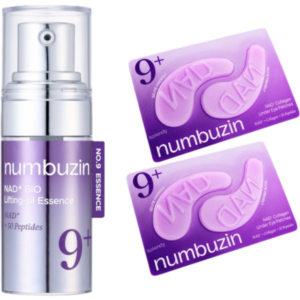 numbuzin - No.9 NAD+ BIO Lifting-sil Essence - 10ml (1ea) & NAD+ Collagen Under Eye Patches - 2ea Set