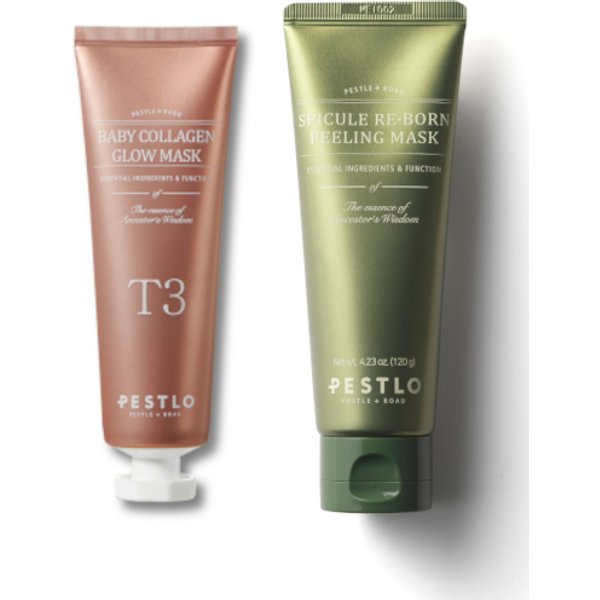 PESTLO - T3 Baby Collagen Glow Mask - 70ml + Spicule Re-born Peeling Mask - 120g Set