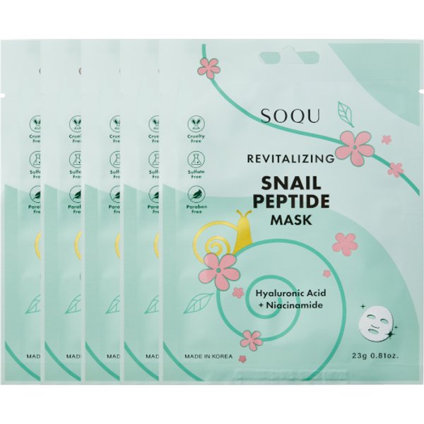 SOQU - Revitalizing Snail Peptide Mask - 23g*5 fogli