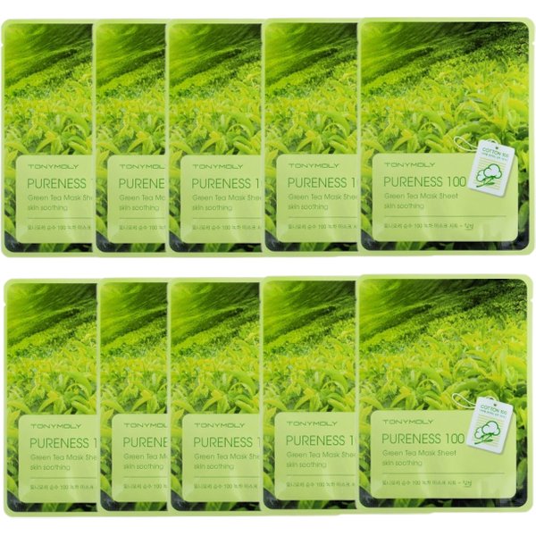 Tonymoly - Pureness 100 Mask Sheet - Green Tea (10cad.) Set