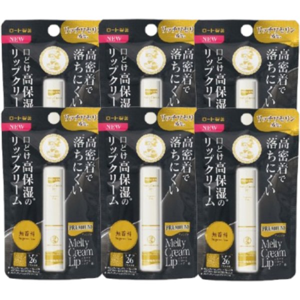 Rohto Mentholatum - Premium Melty Cream Lip Balm SPF 26 PA+++ - 2.4g - Fragrance Free (6ea) Set