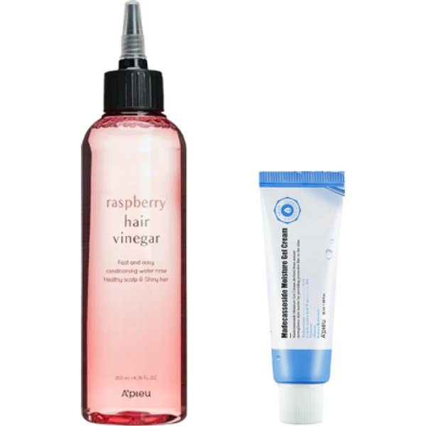 A'PIEU - Raspberry Hair Vinegar - 200ml X A'PIEU - Madecassoside Moisture Gel Cream - 50ml