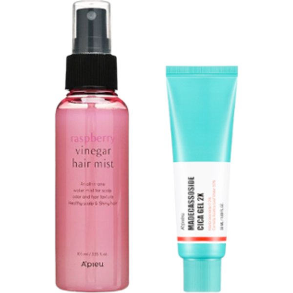 A'PIEU - Raspberry Vinegar Hair Mist - 105ml X A'PIEU - Madecassoside Cica Gel 2X - 50ml