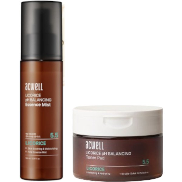 ACWELL - Licorice pH Balancing Toner Pad - 160ml/70pads + Essence Mist - 100ml Set