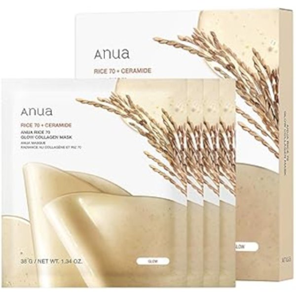 ANUA - Rice 70 Glow Collagen Mask - 4pcs