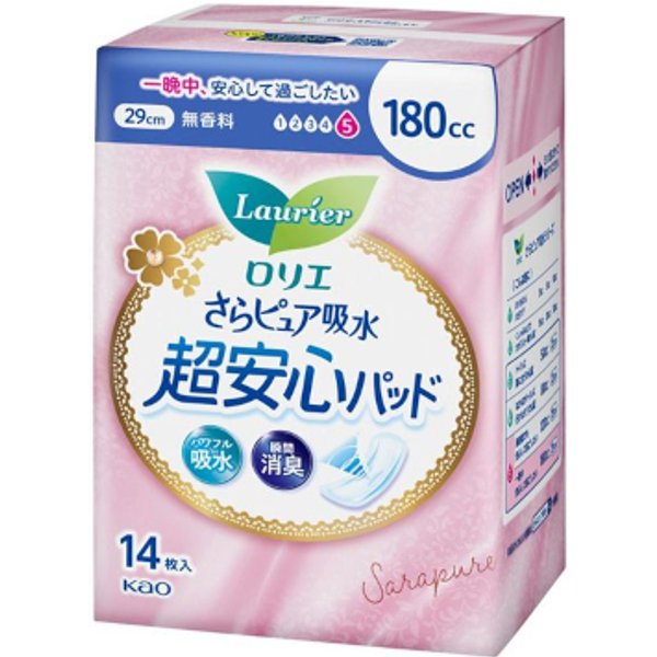 Kao - Laurier Sara Pure Absorption Ultra Secure Panty Liners 180cc 29cm - 14pcs - Fragrance Free
