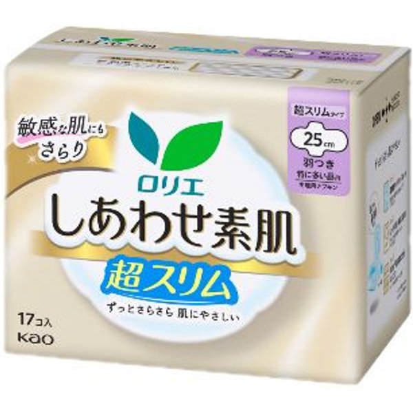 Kao - Laurier Shiawase Sokuhada Super Slim Extra Heavy Daytime Use With Wings 25cm - 17pcs