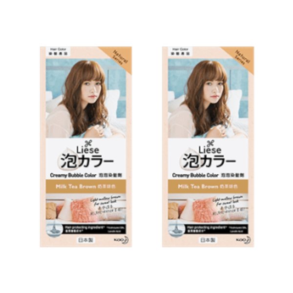 Kao - Liese Creamy Bubble Color (Natural Series) - Milk Tea Brown Duo Set