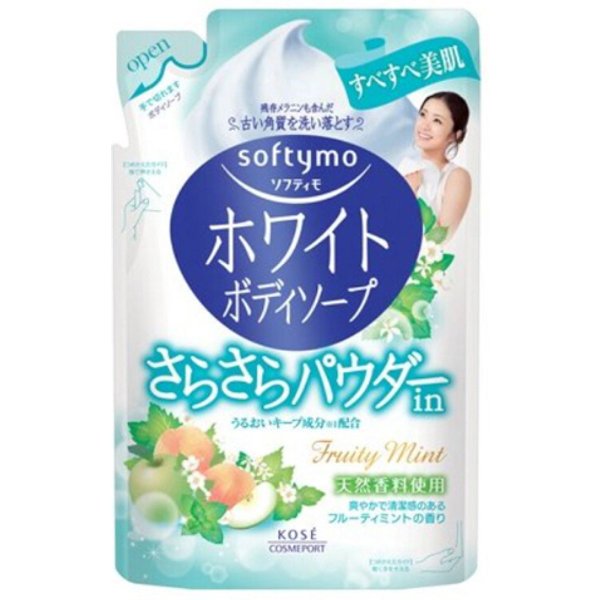 Kose - Softymo White Body Soap Refill - 420ml - Smooth Powder Fruity Mint