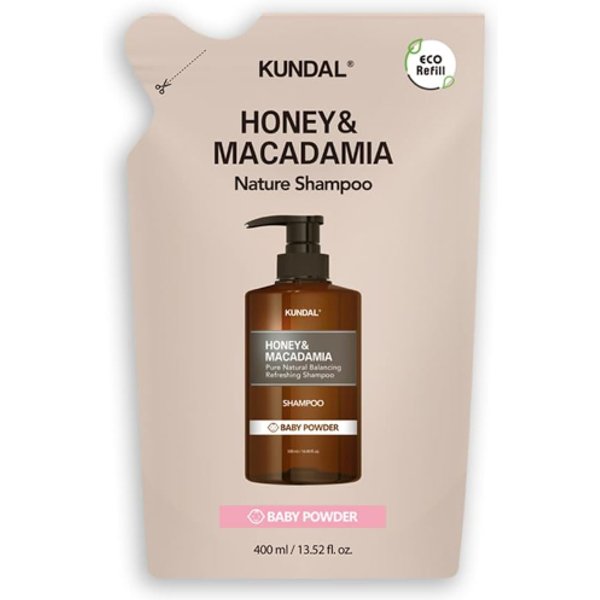 KUNDAL - Honey & Macadamia Nature Shampoo - Refill Pack - 400ml - Baby Powder
