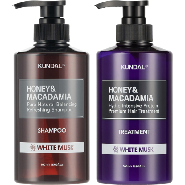KUNDAL - Honey & Macadamia Nature Shampoo + Treatment - 500ml Set - White Musk