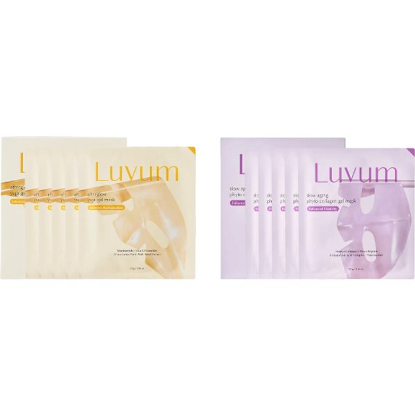 LUVUM - Afterglow Yuja Gel Mask - 5 pcs + Slow Aging Phyto Collagen Gel Mask - 5 pcs Set