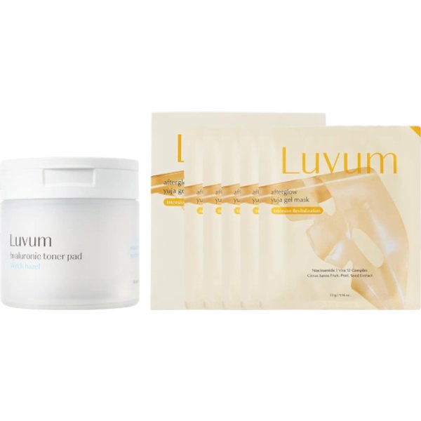 LUVUM - Slow Aging Phyto Collagen Gel Mask - 5 pcs + Witch Hazel Hyaluronic Toner Pad - 130ml/ 60ea Set