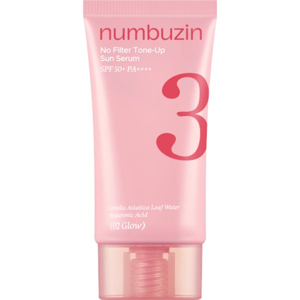 numbuzin - No.3 No Filter Tone-Up Sun Serum SPF50+ PA++++ (New Verison of No.3 Porcelain Base-skip Tone Up Beige) - 50ml - 02 Glow