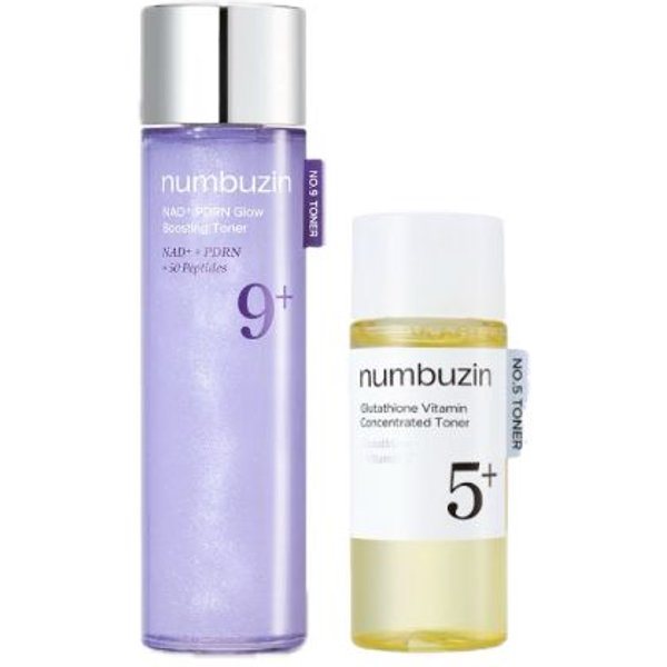 numbuzin - No.9+ NAD+ PDRN Glow Boosting Toner - 150ml (1ea) & No.5+ Glutathione Vitamin Concentrated Toner - 30ml (1ea) Set