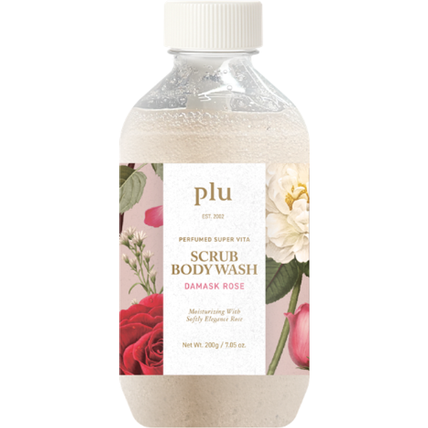 plu - Perfumed Super Vita Scrub Body Wash - 200g - Damask Rose