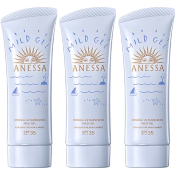 Shiseido Anessa Moisture UV Sunscreen Mild Gel SPF35 PA+++ - 90g (3ea) Set
