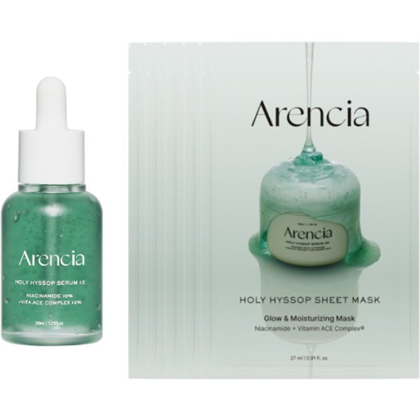 Arencia - Holy Hyssop Serum 12 - 30ml & Sheet Mask - 5pcs Set
