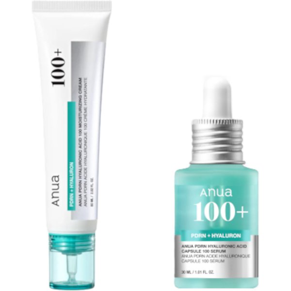 ANUA - PDRN Hyaluronic Acid 100 Moisturizing Cream - 60ml (1ea) + PDRN Hyaluronic Acid Capsule 100 Serum - 30ml (1ea) Set