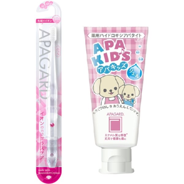 APAGARD - Apa-Kids Gel Toothpaste - 60g (1ea) + APAGARD - Crystal Toothbrush - 1pc - Random Color (1ea) Set