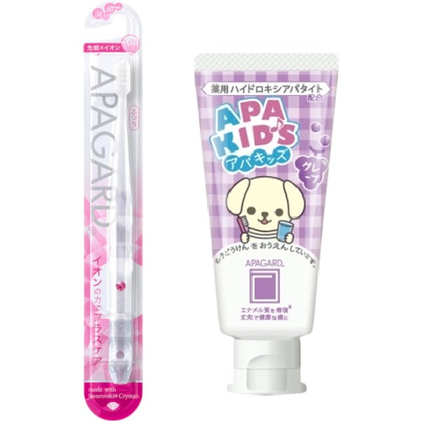 APAGARD - Apa-Kids Toothpaste Grape - 60g (1ea) + APAGARD - Crystal Toothbrush - 1pc - Random Color (1ea) Set